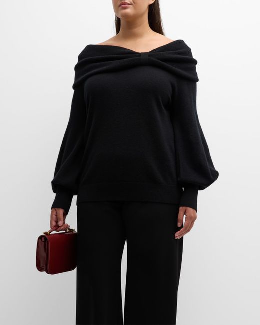 Neiman Marcus Cashmere Collection Plus Cashmere Off-Shoulder Sweater