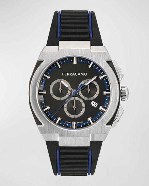 Ferragamo 43mm Supreme Chrono Watch with Polyurethane Strap