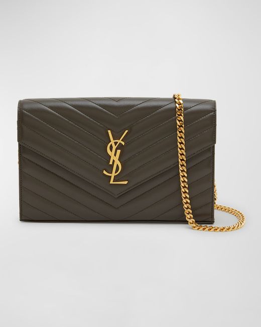 Saint Laurent Classic YSL Quilted Napa Wallet on Chain