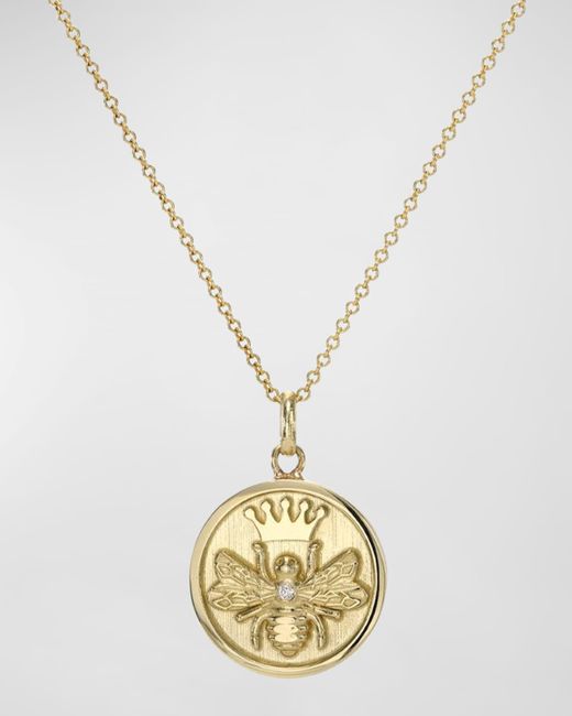 Zoe Lev Jewelry 14K Gold Diamond Queen Bee Medallion Necklace