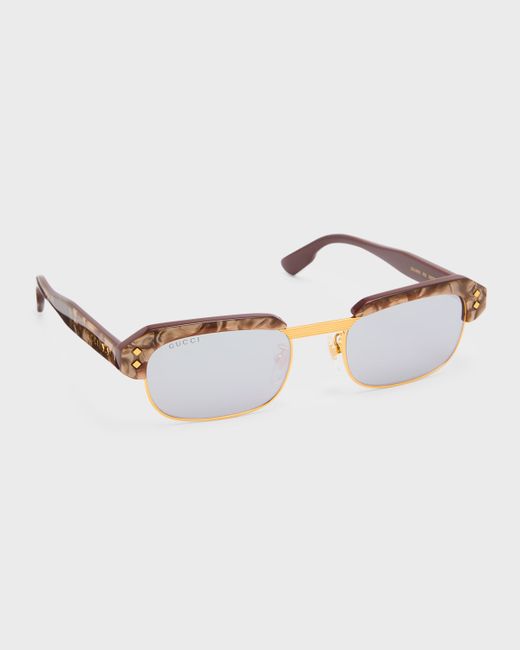 Gucci Half-Rim Rectangle Sunglasses