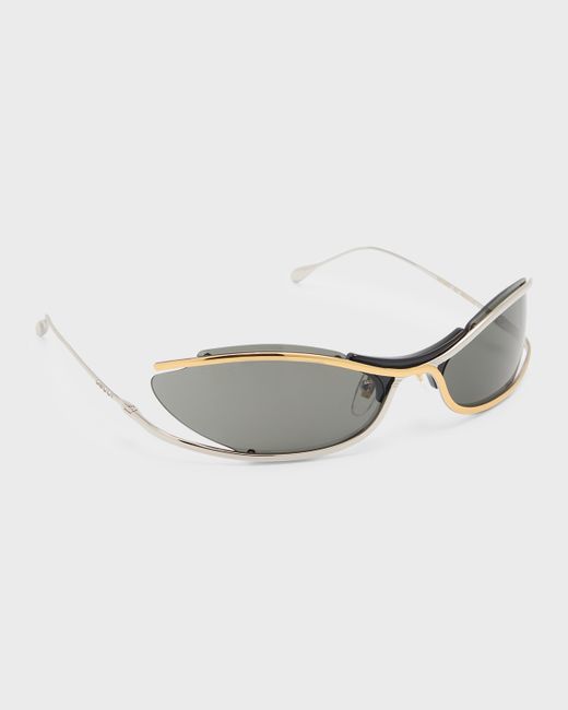 Gucci Two-Tone Metal Oval Sunglasses
