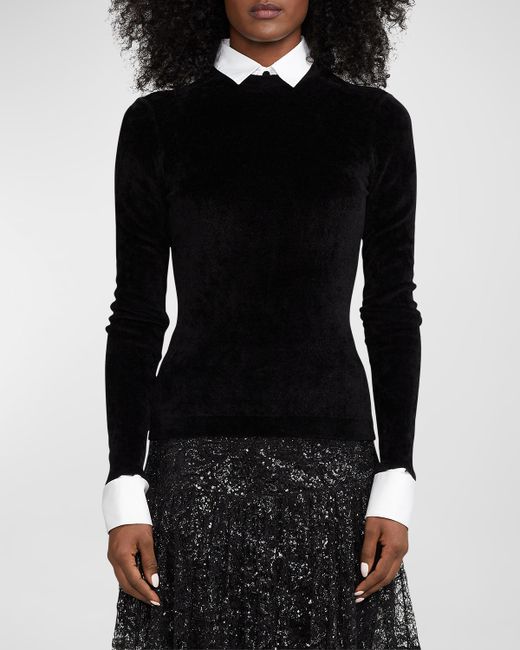 Ralph Lauren Collection Contrast Collar Long-Sleeve Sweater