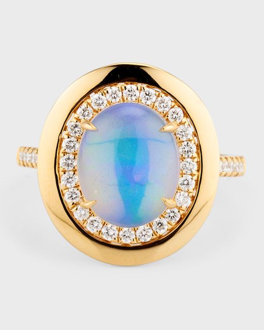 David Kord 18K Gold Ring with Oval Opal and Diamonds 7 1.84tcw