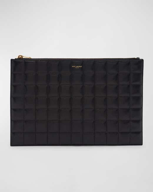Saint Laurent Quilted Leather Tablet Pouch