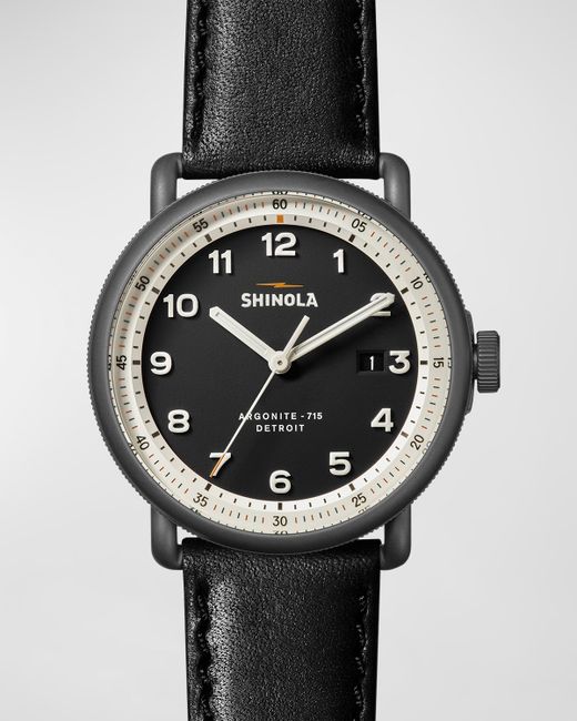 Shinola Canfield Model C Leather Strap Watch 43mm