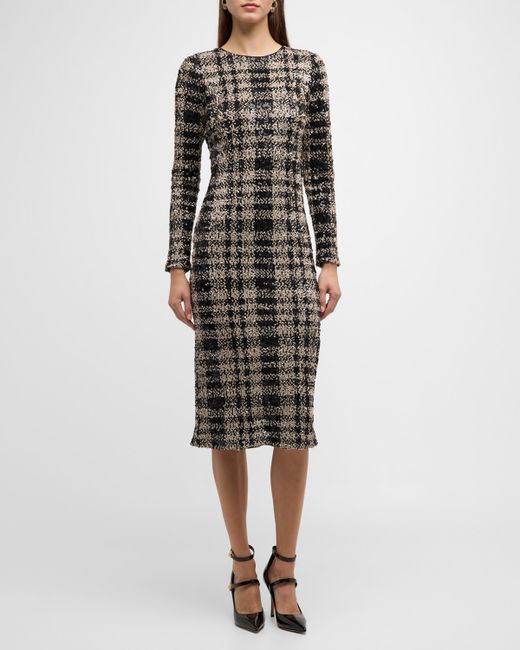 Le Superbe Kate Sequin Check Midi Dress