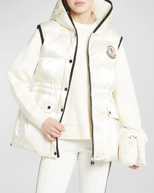Moncler Hera Hooded Puffer Vest with Belt