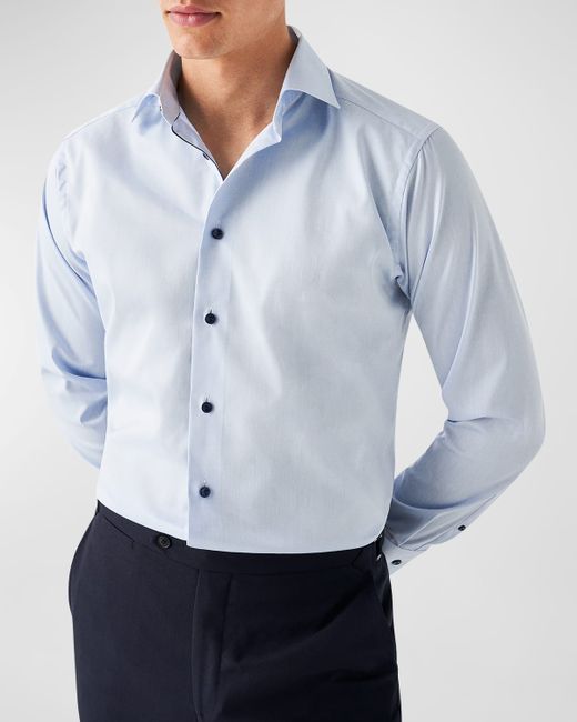 Eton Slim Fit Textured Twill Dress Shirt