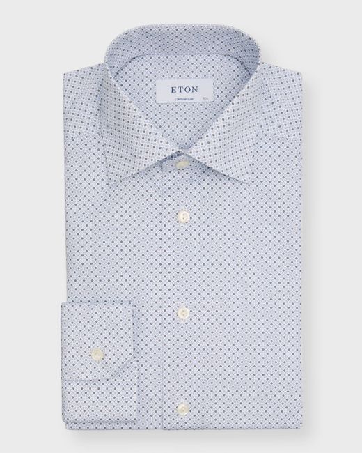 Eton Contemporary Fit Geometric Twill Dress Shirt
