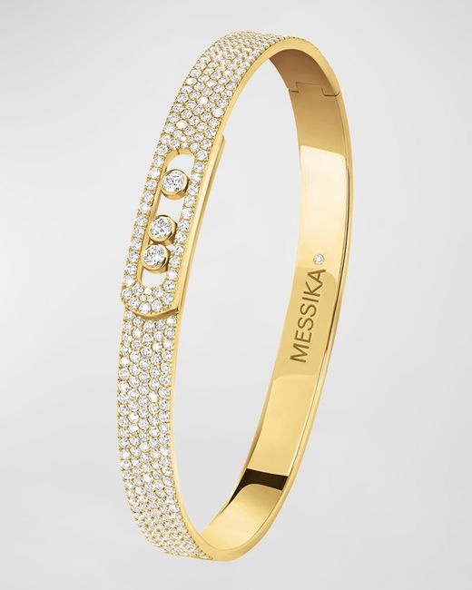 Messika 18K Gold Move Uno Diamond Pave Bangle Bracelet Medium