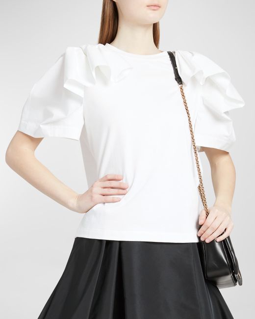Alexander McQueen Cut And Sew T-Shirt with Ruffle Sleeves
