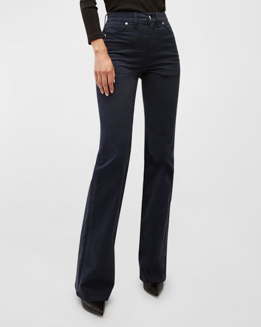 Veronica Beard Jeans Crosbie Wide-Leg Patch Pocket Jeans