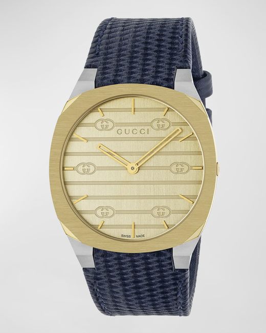Gucci 25H Leather-Strap Watch 38mm