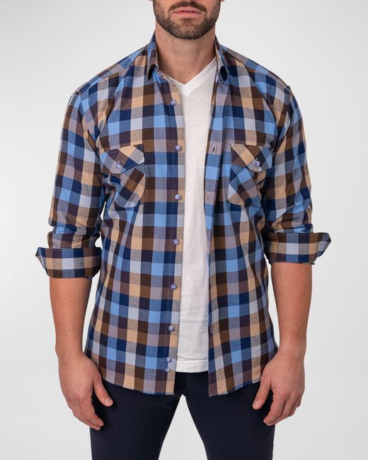 Maceoo Embroidered Flannel Sport Shirt