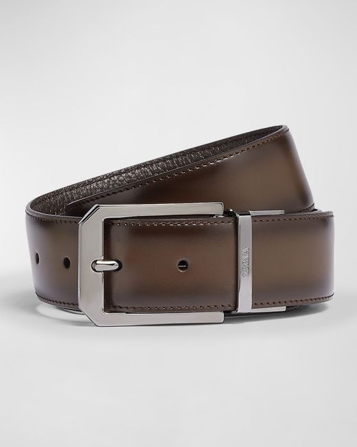 Z Zegna Adjustable Reversible Leather Belt