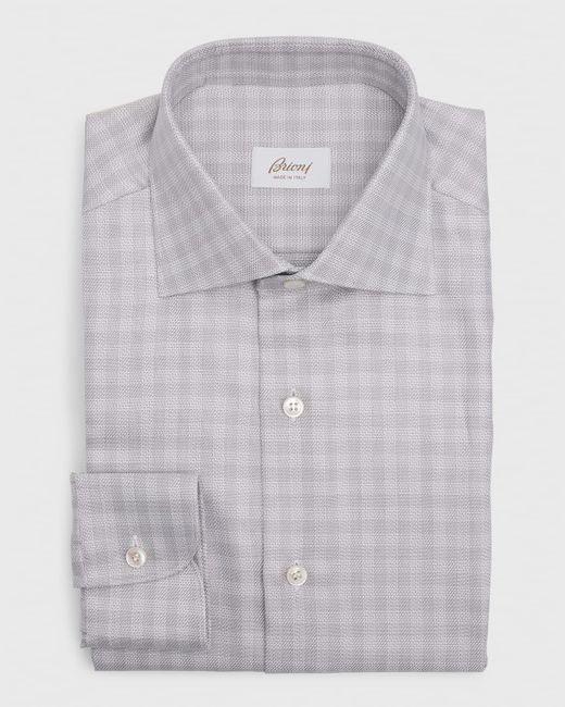 Brioni Cotton Textured Check Dress Shirt