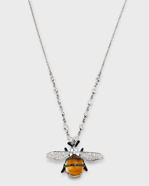 Staurino Bumble Bee Pendant Necklace with Citrine and Diamonds