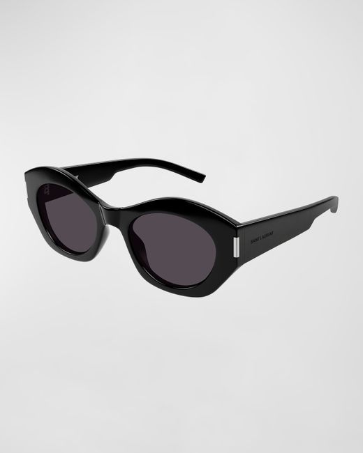 Saint Laurent Logo Acetate Cat-Eye Sunglasses