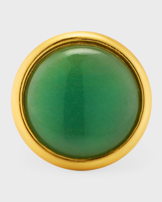 NEST Jewelry Brushed Gold-Plated Jade Aventurine Adjustable Ring