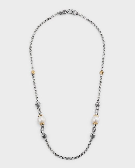 Konstantino Sterling and 18K Gold Pearl Necklace