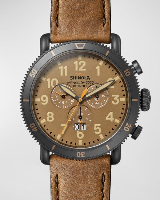 Shinola Runwell Sport Chronograph Leather-Strap Watch 48mm