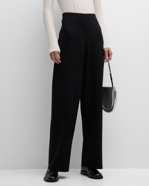 Eileen Fisher Missy Boiled Wool Jersey High-Waist Straight-Leg Pants