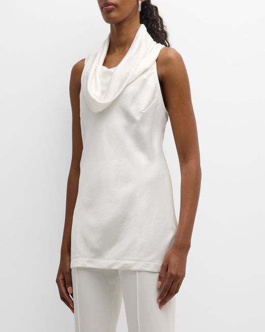 Finley Sleeveless Cowl-Neck Hammered Satin Top