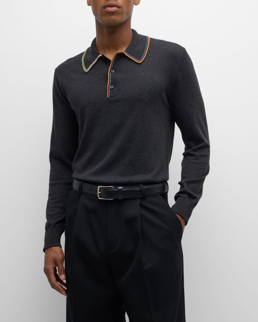 Paul Smith Stripe Trim Long-Sleeve Polo Shirt