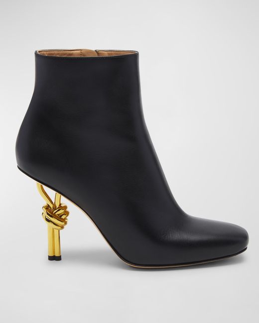 Bottega Veneta Leather Knot-Heel Ankle Boots