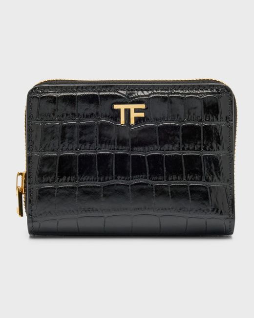 Tom Ford Classic TF Croc-Embossed Compact Wallet