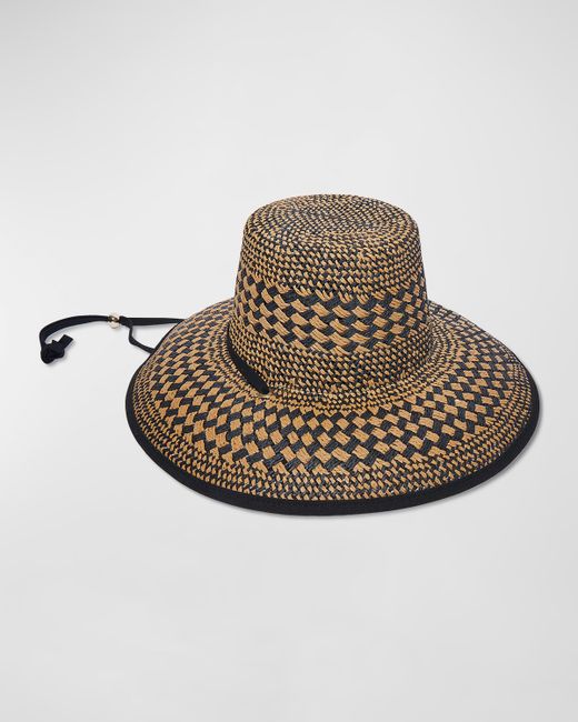 Lele Sadoughi Brielle Checkered Straw Sun Hat