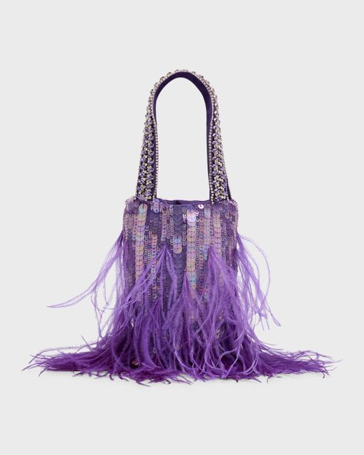 Retrofete Avery Crystal Feather Top-Handle Bag