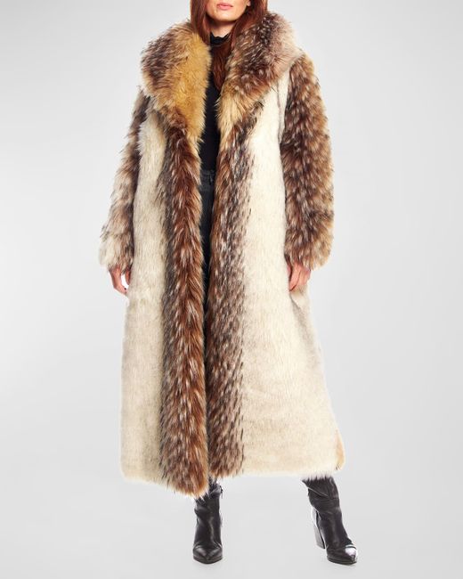 Fabulous Furs Faux-Fur Shawl-Collar Full-Length Coat