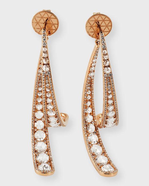 64 Facets 18K Rose Gold Rose-Cut Brilliant-Cut Diamond Broken Hoop Earrings