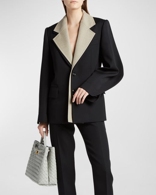 Bottega Veneta Curved-Sleeves Layered Compact Wool Single-Breasted Jacket