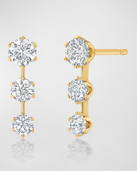Graziela Gems 18k Gold Short Triple Diamond Drop Earrings