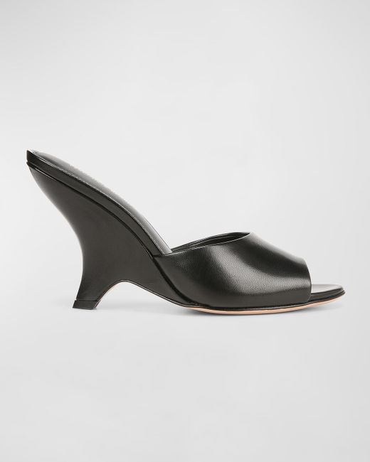 Veronica Beard Mila Leather Peep-Toe Wedge Sandals