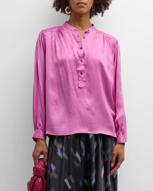 Xirena Greer Ruched Button-Front Silk Blouse