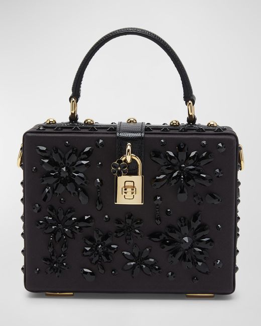 Dolce & Gabbana Box Embellished Satin Top-Handle Bag