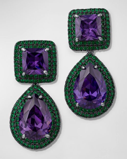 Kenneth Jay Lane Glam Double-Trim Cubic Zirconia Earrings