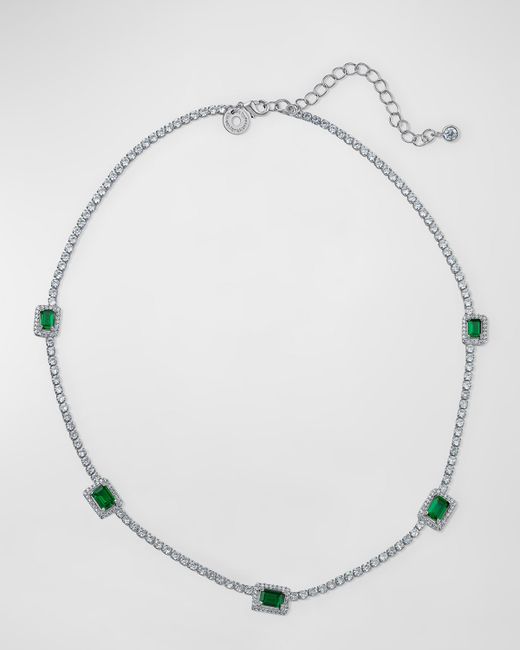 Kenneth Jay Lane Round Emerald Pave Cubic Zirconia 5-Station Necklace