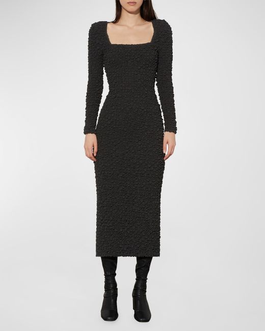 Mara Hoffman Amy Square-Neck Midi Smocked Bodycon Dress