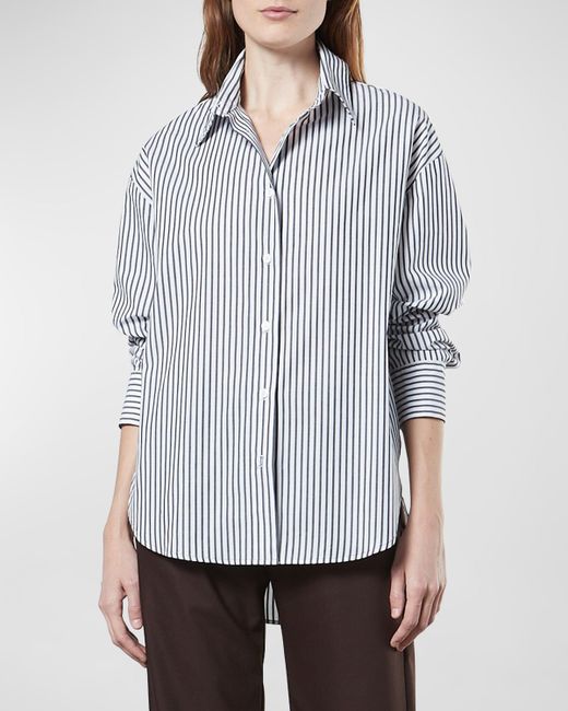 Enza Costa Striped Button-Front Cotton Shirt
