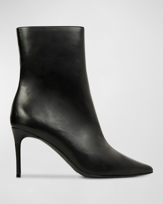 Black Suede Studio Dahlia Leather Stiletto Ankle Boots