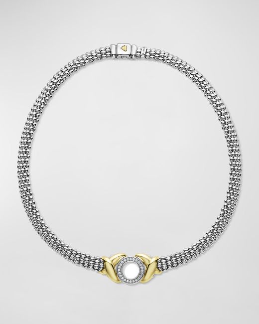 Lagos Sterling Embrace Circle Diamond Pave Rope Necklace 9mm