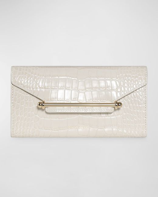 Strathberry Multrees Croc-Embossed Wallet on Chain