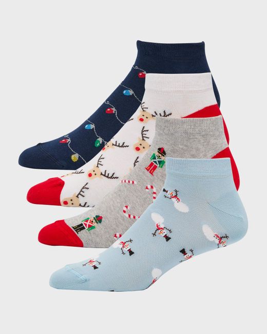 Neiman Marcus 4-Pack Holiday Ankle Socks