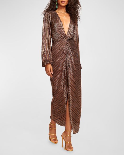 Ramy Brook Sutton Striped Metallic-Knit Maxi Dress