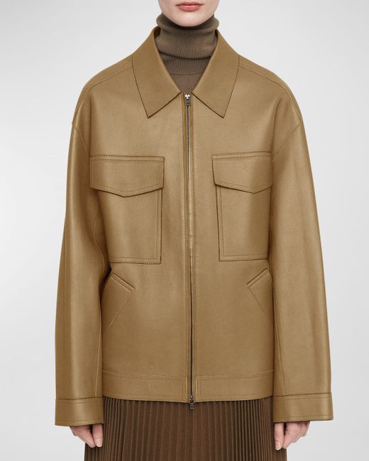 Joseph Lyndhurst Zip-Front Bonded Leather Jacket